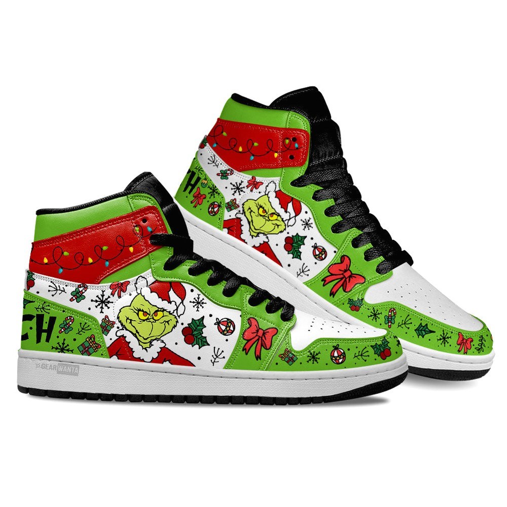 Grinch AJ1 High Shoes For Men And Women - Shoesmates Grinch AJ1 High Shoes For Men And Women - Sneakatelier Sneakatelier