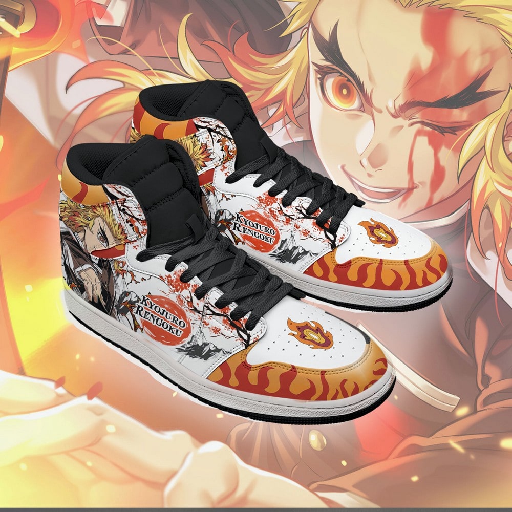 Kyojuro Rengoku Demon Slayer J1 High Top Shoes - Shoesmates Kyojuro Rengoku Demon Slayer J1 High Top Shoes - Sneakatelier Sneakatelier