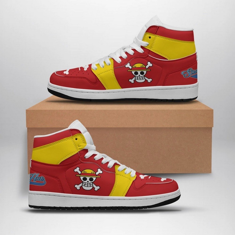 Luffy Straw Hat Pirates One Piece AJ1 Shoes - Sneakatelier