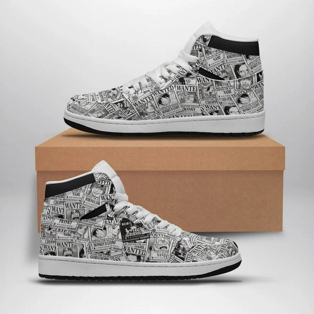 Straw Hat Wanted Posters Pattern One Piece Special High Top Shoes - Sneakatelier