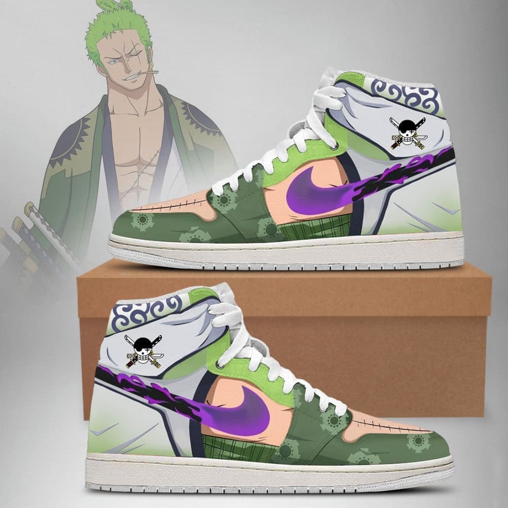 Zoro One Piece Air Jordan 1 High Top Shoes SMZOPA1 - Sneakatelier